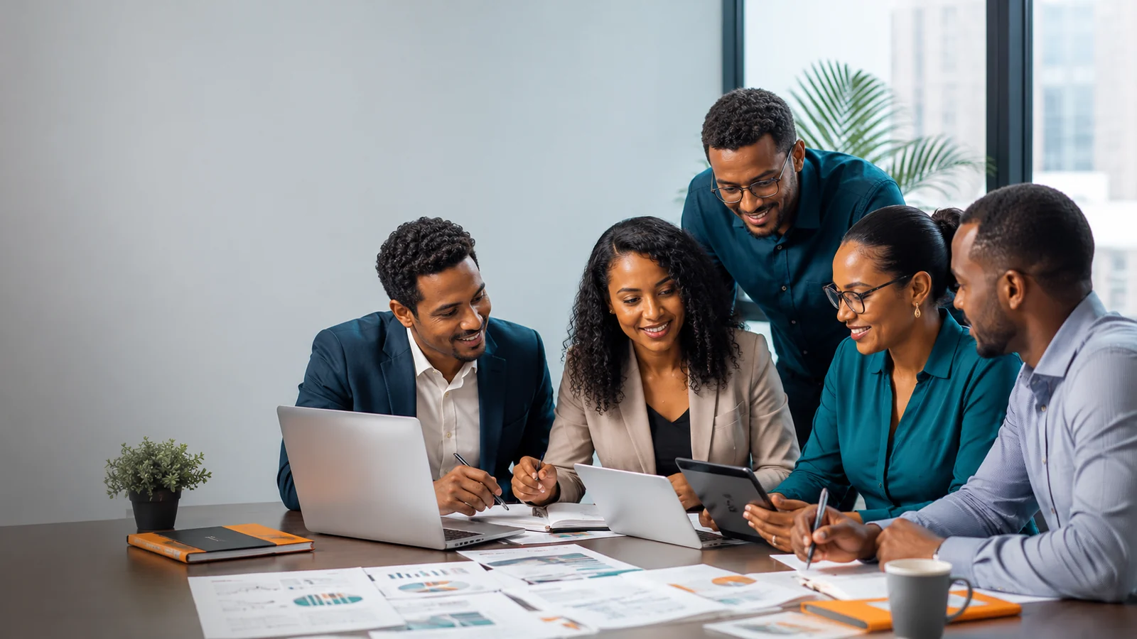 Ethiopian research and consulting professionals collaborating around evidence and data