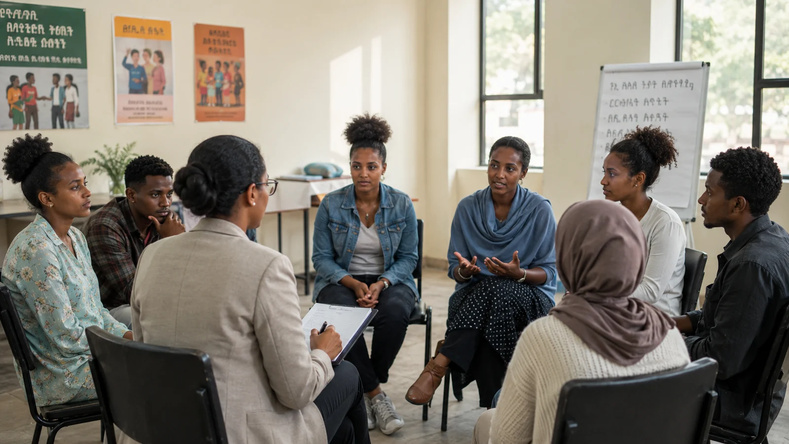 Facilitated focus group discussion with women and young people in Ethiopia